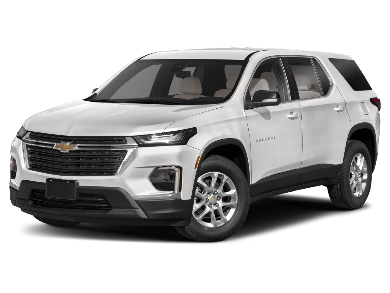 2023 Chevrolet Traverse Premier in Summit White — front three-quarter view
