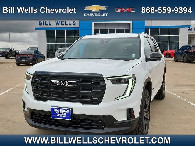 2026 GMC Acadia Elevation in Summit White — front three-quarter view