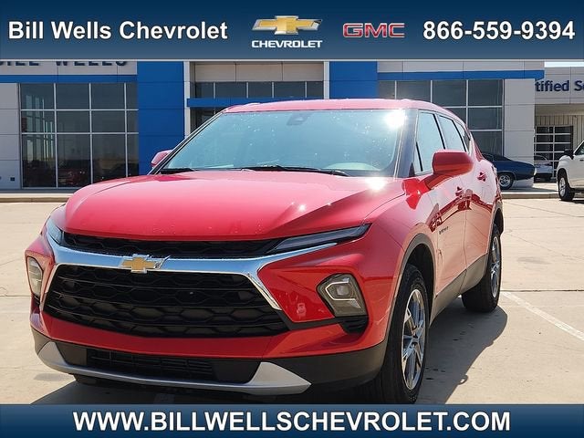 2024 Chevrolet Blazer 2LT in Red Hot — front three-quarter view