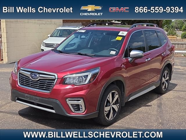 2019 Subaru Forester Touring in Red — front three-quarter view